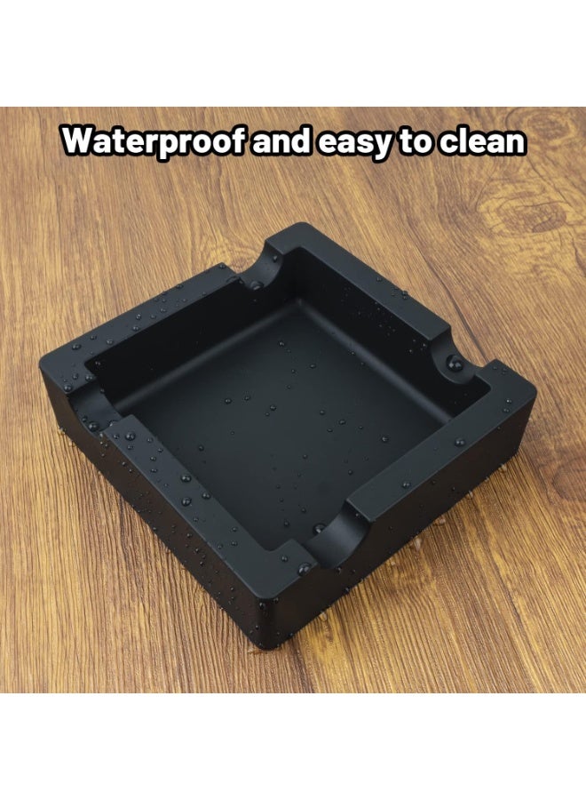 الرماد السيجار في الهواء الطلق غير قابل للكسر الحلقة الكبيرة مقياس السيليكون الرماد للفناء / خارج / داخلي / ديكور المنزل مع 4 الراحة حامل السيجار الرماد علبة الحد الأدنى - Image 3